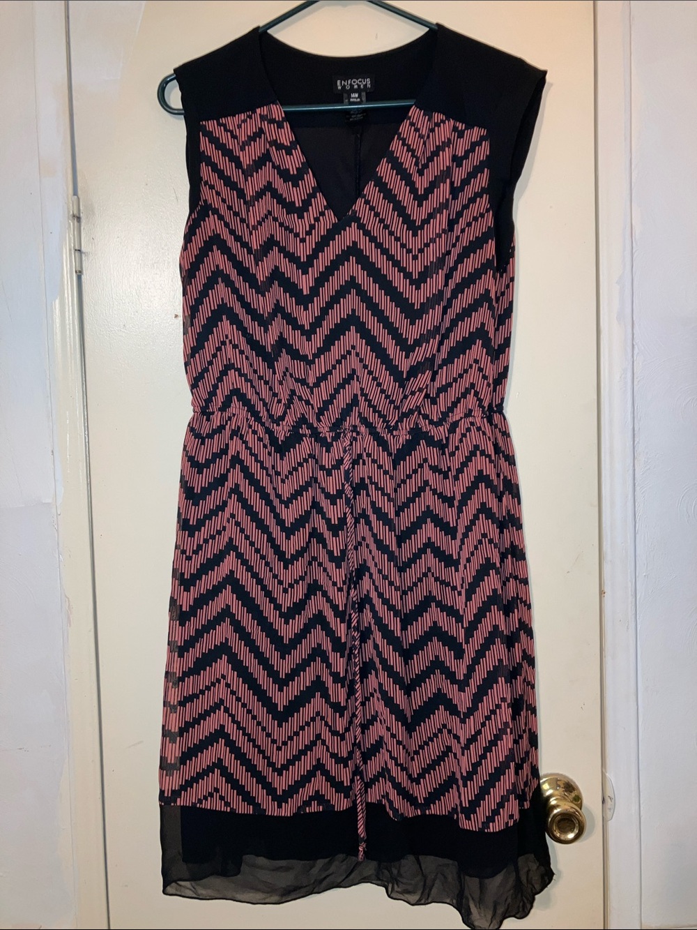 Enfocus Studio Black and Pink Chevron Midi Dress